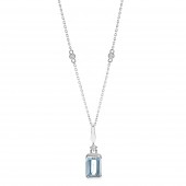 10K WHITE GOLD DIAMOND AND AQUAMARINE PENDANT