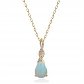 10K YELLOW GOLD OPAL AND DIAMOND PENDANT
