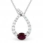 14K White Gold .26Ctw Diamond And .30Ct Ruby Open Pendant