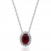 14K WHITE GOLD DIAMOND AND RUBY PENDANT