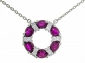 14K WHITE GOLD DIAMOND AND RUBY PENDANT