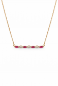 14K ROSE GOLD DIAMOND AND RUBY BAR NECKLACE