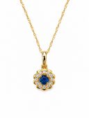 14K YELLOW GOLD DIAMOND AND SAPPHIRE PENDANT