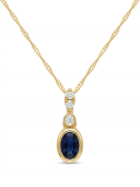 14K YELLOW GOLD DIAMOND AND SAPPHIRE PENDANT
