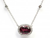 18K WHITE GOLD DIAMOND & PINK TOURMALINE PENDANT