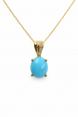 14K YELLOW GOLD DIAMOND AND TURQUOISE PENDANT