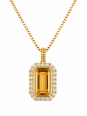 14K YELLOW GOLD DIAMOND & IMPERIAL TOPAZ NECKLACE