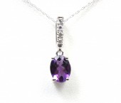 14K White Gold Diamond And Amethyst Pendant