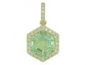14K YELLOW GOLD DIAMOND & GREEN AMETHYST PENDANT