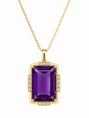 14K YELLOW GOLD DIAMOND & AMETHYST PENDANT