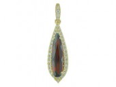 14K YELLOW GOLD DIAMOND & GARNET PENDANT NECKLACE