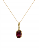 14K YELLOW GOLD DIAMOND & GARNET PENDANT
