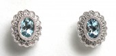 14K WHITE GOLD DIAMOND AND AQUAMARINE EARRINGS