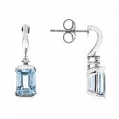 10K WHITE GOLD DIAMOND AND AQUAMARINE TEARRINGS