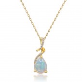 10K YELLOW GOLD DIAMOND AND OPAL PENDANT