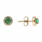 10K YELLOW GOLD DIAMOND AND EMERALD EARRINGS