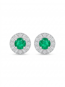 14K YELLOW GOLD DIAMOND AND EMERALD EARRINGS
