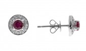 14K WHITE GOLD DIAMOND AND RUBY EARRINGS