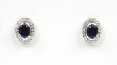14K WHITE GOLD DIAMOND & SAPPHIRE EARRINGS