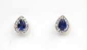 14K WHITE GOLD DIAMOND AND SAPPHIRE EARRINGS