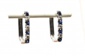14K WHITE GOLD DIAMOND AND SAPPHIRE HOOP EARRINGS