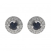 10K WHITE GOLD DIAMOND AND BLUE SAPPHIRE EARRINGS