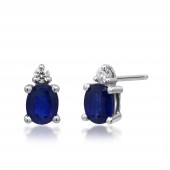 10K WHITE GOLD DIAMOND AND SAPPHIRE EARRINGS