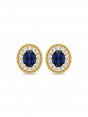 14K YELLOW GOLD DIAMOND AND SAPPHIRE EARRINGS