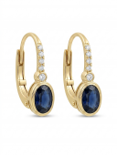 14K YELLOW GOLD DIAMOND & SAPPHIRE EARRINGS