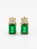 14K YELLOW GOLD DIAMOND AND CHROME DIOPSIDE STUD EARRINGS