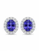 14K WHITE GOLD DIAMOND & TANZANITE EARRINGS