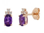 14K YELLOW GOLD DIAMOND & AMETHYST EARRINGS