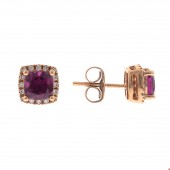 10K ROSE GOLD DIAMOND AND RHODOLITE GARNET EARRINGS