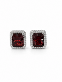 14K WHITE GOLD DIAMOND & GARNET EARRINGS