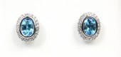 14K WHITE GOLD DIAMOND & BLUE TOPAZ EARRINGS