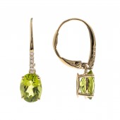 10K YELLOW GOLD DIAMOND AND PERIDOT EARRINGS