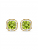 14K YELLOW GOLD DIAMOND & PERIDOT EARRINGS