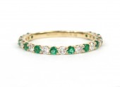 14K YELLOW GOLD DIAMOND AND EMERALD BAND