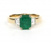 14K TWO TONE DIAMOND & EMERALD RING