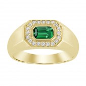 18K YELLOW GOLD EMERALD AND DIAMOND RING