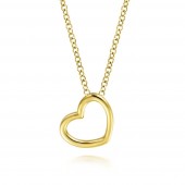 14K YELLOW GOLD TILTED HEART PENDANT