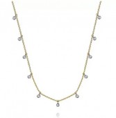 14K WHITE AND YELLOW GOLD WHITE SAPPHIRE DROP NECKLACE