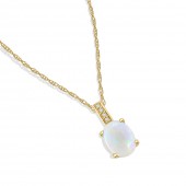 14K YELLOW GOLD DIAMOND & OPAL PENDANT