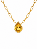 14K YELLOW GOLD BEZEL SET CITRINE PENDANT
