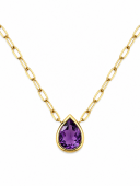 14K YELLOW GOLD BEZEL SET PEAR SHAPE AMETHYST PENDANT