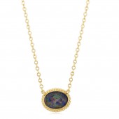14K YELLOW GOLD 8X6 OVAL OPAL NECKLACE