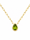 14K YELLOW GOLD BEZEL SET PEAR SHAPE PERIDOT PENDANT
