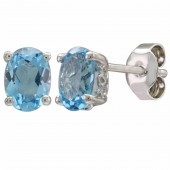 14K White Gold 1.52 Ctw Swiss Blue Topaz Earrings