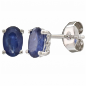14K WHITE GOLD OVAL SAPPHIRE EARRINGS