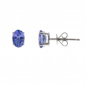14K WHITE GOLD OVAL TANZANITE EARRINGS